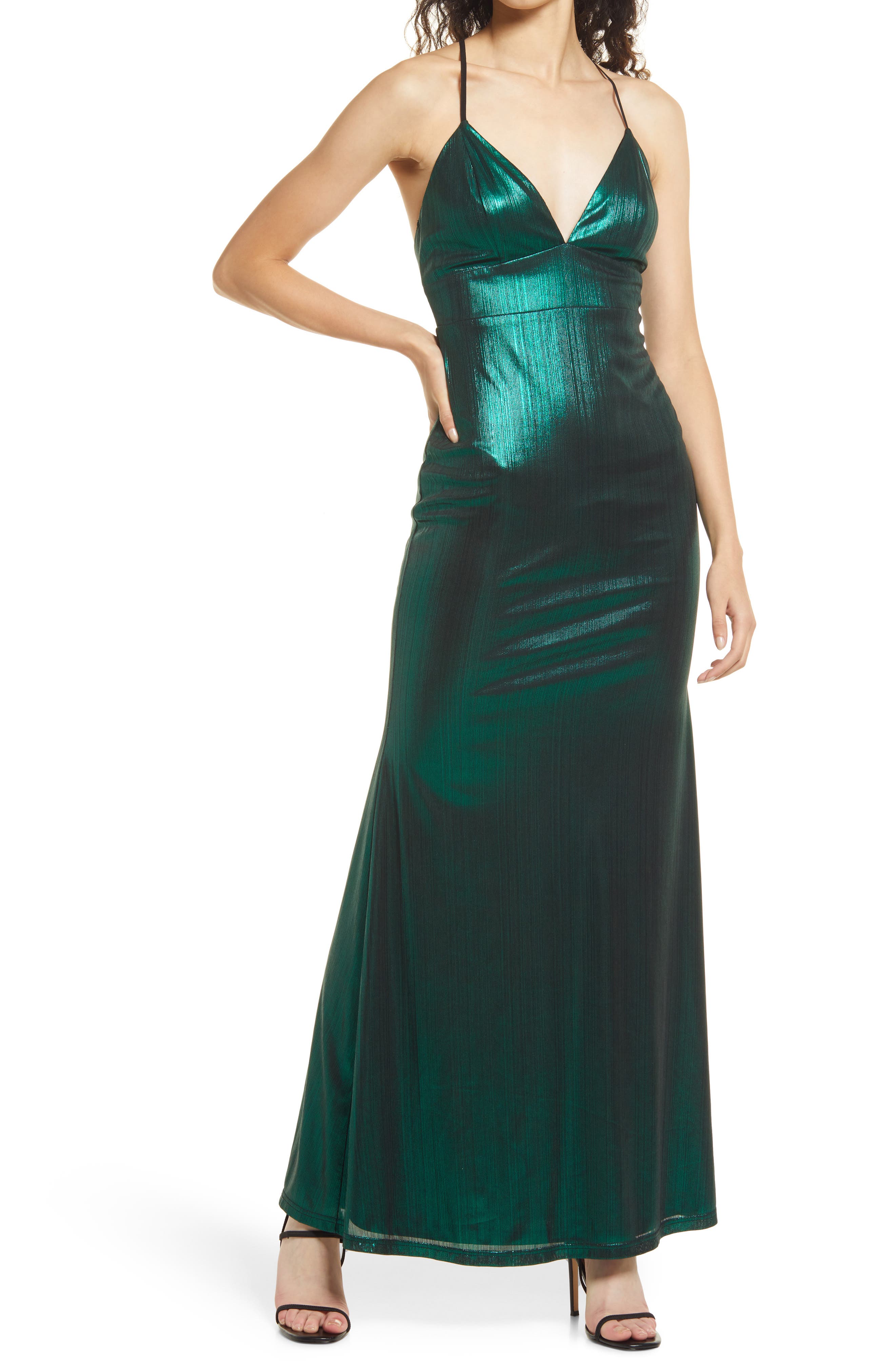 Vintage Gown Big Bow Bridesmaid Prom Emerald Green